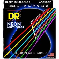 Струны для акустической гитары DR NMCA-10 Hi-Def Neon Multi-Color K3 Coated Extra Light 10/48