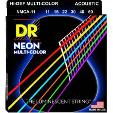 Струны для акустической гитары DR NMCA-11 Hi-Def Neon Multi-Color K3 Coated Medium-Light 11/50