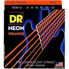 Струны для бас-гитары DR NOB6-30 Hi-Def Neon Orange K3 Coated Medium 6 Strings 30/125