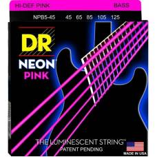 Струны для бас-гитары DR NPB5-45 Hi-Def Neon Pink K3 Coated Medium 5 Strings 45/125