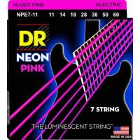 Струни для електрогітари DR NPE7-11 Hi-Def Neon Pink K3 Coated Heavy 7-String 11/60
