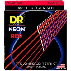 Струны для акустической гитары DR NRA-12 Hi-Def Neon Red K3 Coated Medium 12/54