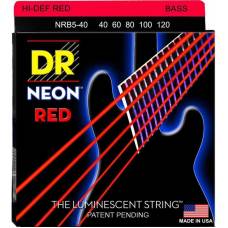 Струны для бас-гитары DR NRB5-40 Hi-Def Neon Red K3 Coated Light 5 Strings 40/120