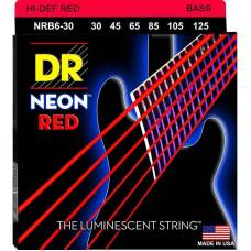 Струны для бас-гитары DR NRB6-30 Hi-Def Neon Red K3 Coated Medium 6 Strings 30/125