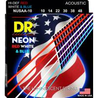Струны для акустической гитары DR NUSAA-10 Hi-Def Neon Red White & Blue Extra Light 10/48