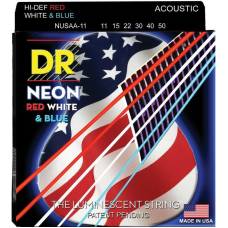 Струны для акустической гитары DR NUSAA-11 Def Neon Red White & Blue 11/50
