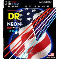 Струны для акустической гитары DR NUSAA-13 Def Neon Red White & Blue Medium 13/56