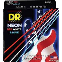 Струни для бас-гітари DR NUSAB5-45 Hi-Def Neon Red White & Blue K3 Coated Medium 5 Strings 45/125