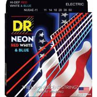 Струны для электрогитары DR NUSAE-11 Hi-Def Neon Red White & Blue K3 Coated Heavy 11/50