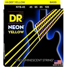 Струны для бас-гитары DR NYB-45 Hi-Def Neon Yellow K3 Coated Medium 45/105