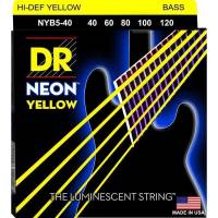 Струны для бас-гитары DR NYB5-40 Hi-Def Neon Yellow K3 Coated Light 5 Strings 40/120