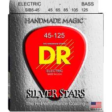 Струны для бас-гитары DR SIB5-45 Silver Stars Coated Med 45/125