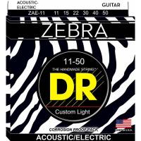 Струны для акустической гитары/электрогитары DR ZAE-11 Zebra Custom Light 11/50