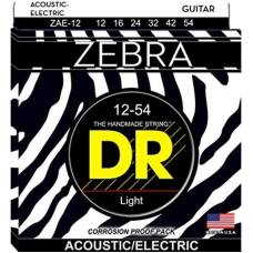 Струны для акустической гитары/электрогитары DR ZAE-12 Zebra Light 12/54