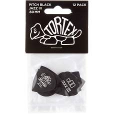 Медиаторы Dunlop 482P0.60 Tortex Pitch Black Jazz III Player's Pack 0.60 mm (12 шт.)