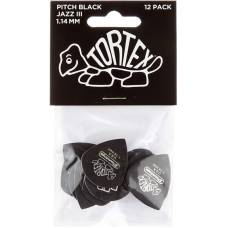 Медиаторы Dunlop 482P1.14 Tortex Pitch Black Jazz III Player's Pack 1.14 mm (12 шт.)