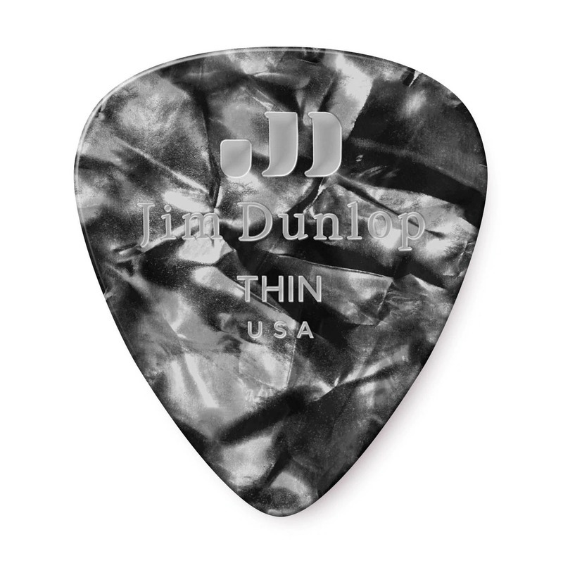 Медиаторы Dunlop 483P02TH Genuine Celluloid Black Pearloid Thin Player's Pack (12 шт.)