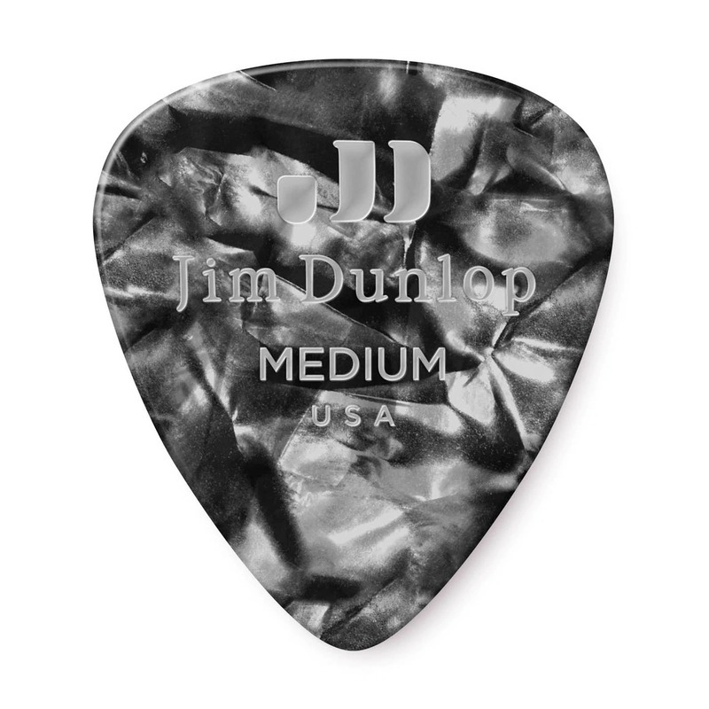Медиаторы Dunlop 483P02MD Genuine Celluloid Black Pearloid Medium Player's Pack (12 шт.)
