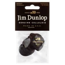 Медиаторы Dunlop 485P03HV Genuine Celluloid Teardrop Black Heavy Player's Pack (12 шт.)