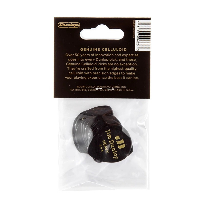 Медиаторы Dunlop 485P03HV Genuine Celluloid Teardrop Black Heavy Player's Pack (12 шт.)
