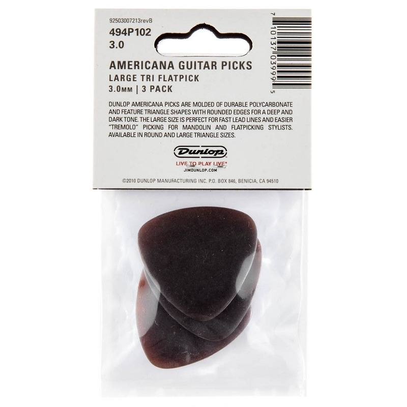 Медиаторы Dunlop 494P102 Americana  Brown Large Player's Pack (3 шт.)