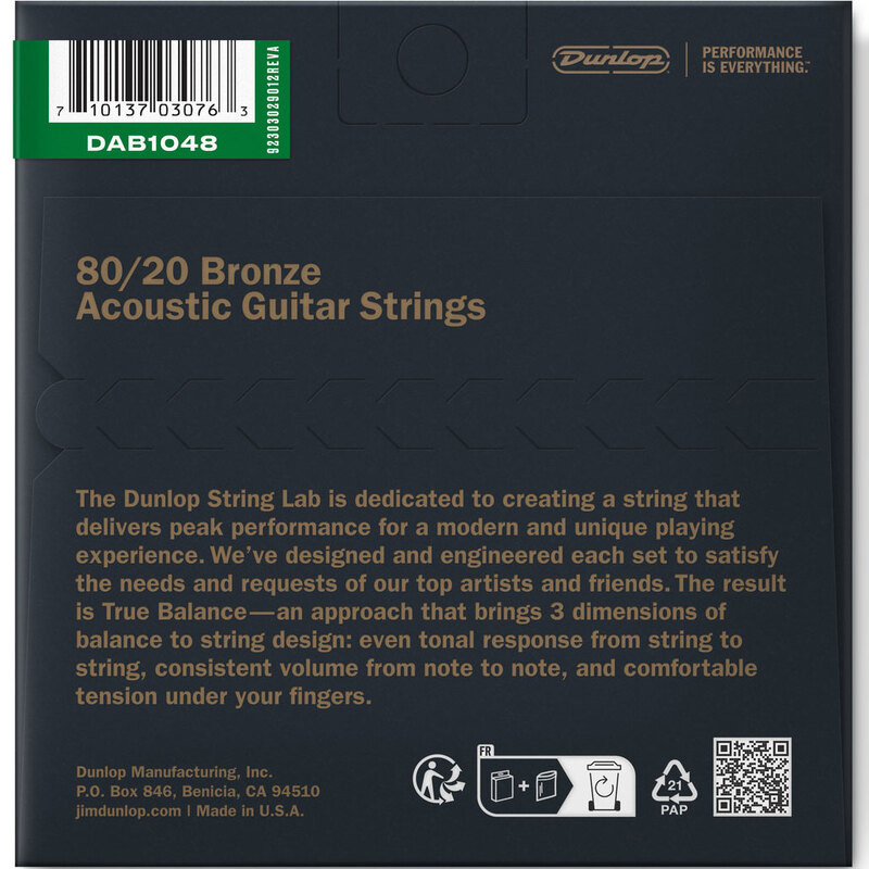 Струны для акустической гитары Dunlop DAB1048 Bronze 80/20 Extra Light 10/48