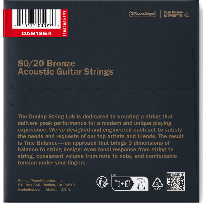Струни для акустичної гітари Dunlop DAB1254 Bronze 80/20 Light 12/54