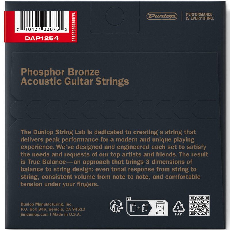 Струны для акустической гитары Dunlop DAP1254 Phosphor Bronze Light 12/54