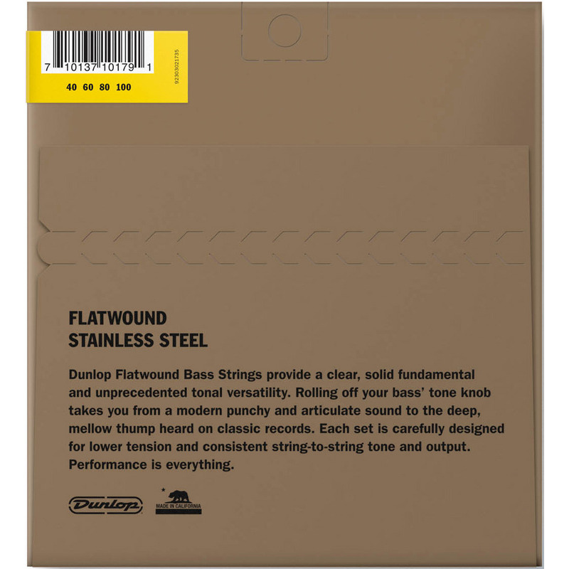Струни для бас-гітари Dunlop DBFS40100 Stainless Steel Flatwound Light 40/100