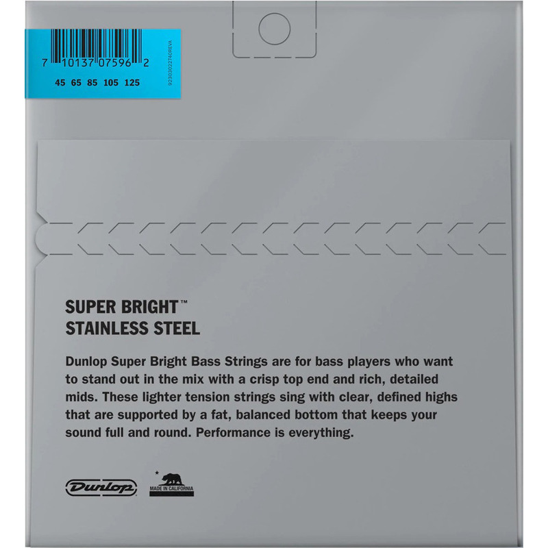 Струны для бас-гитары Dunlop DBSBS45125 Super Bright Steel 5 Strings Light 45/125