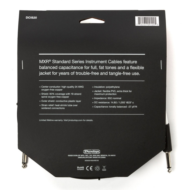 Кабель инструментальный Dunlop DCIS20 MXR Standard Instrument Cable 6.0m (20ft)