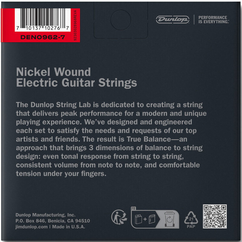 Струны для электрогитары Dunlop DEN0962 Light Nickel Plated Steel 7 Strings 9/62