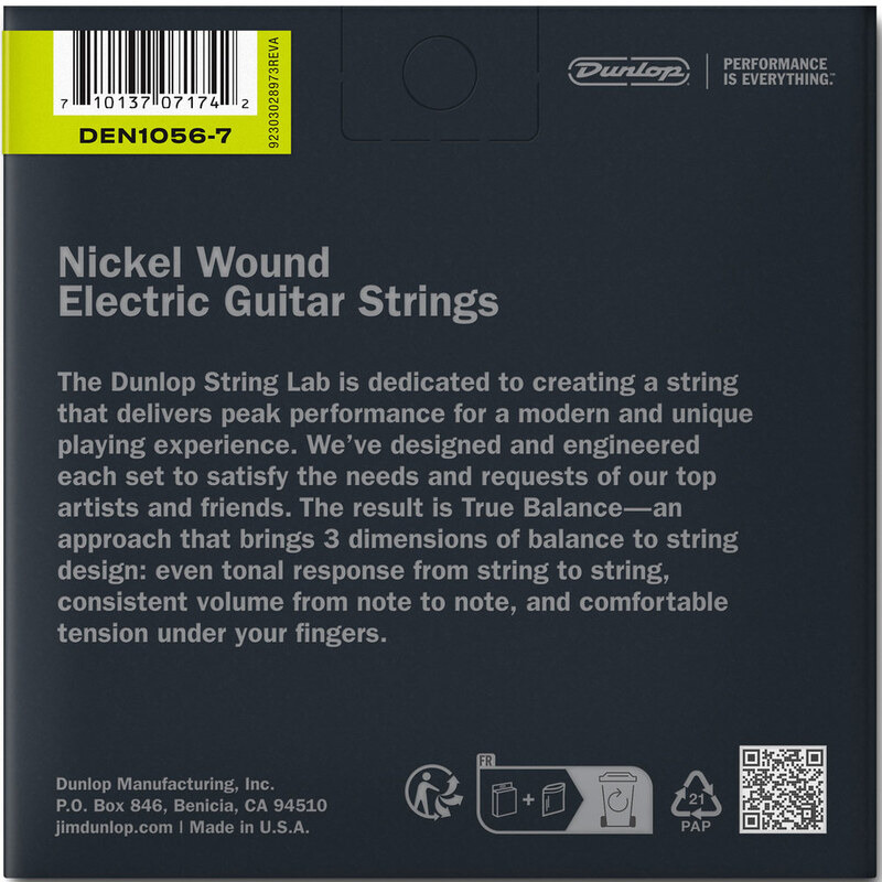 Струни для електрогітари Dunlop DEN1056 Light Nickel Plated Steel 7 Strings 10/56