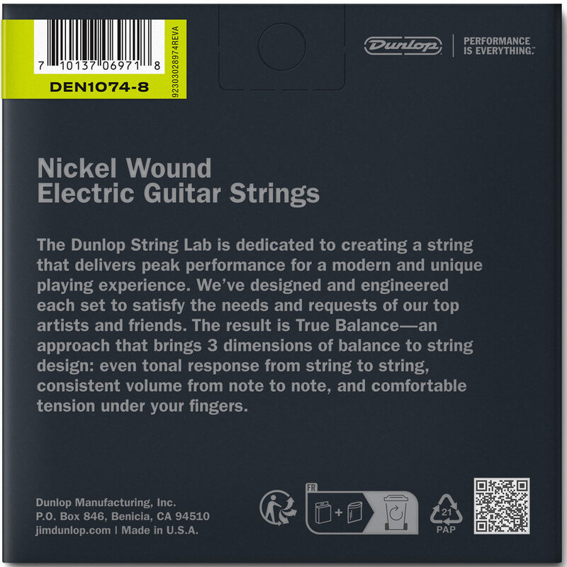 Струни для електрогітари Dunlop DEN1074 Medium Nickel Plated Steel 8 Strings 10/74