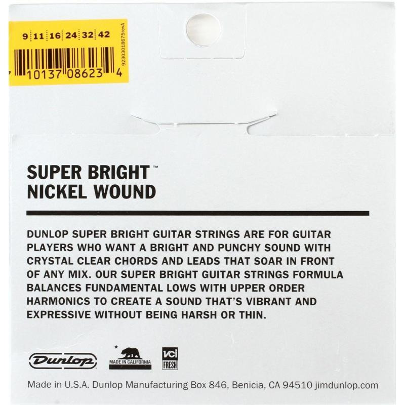 Струни для електрогітари Dunlop DESBN0942 Super Bright Light 9/42