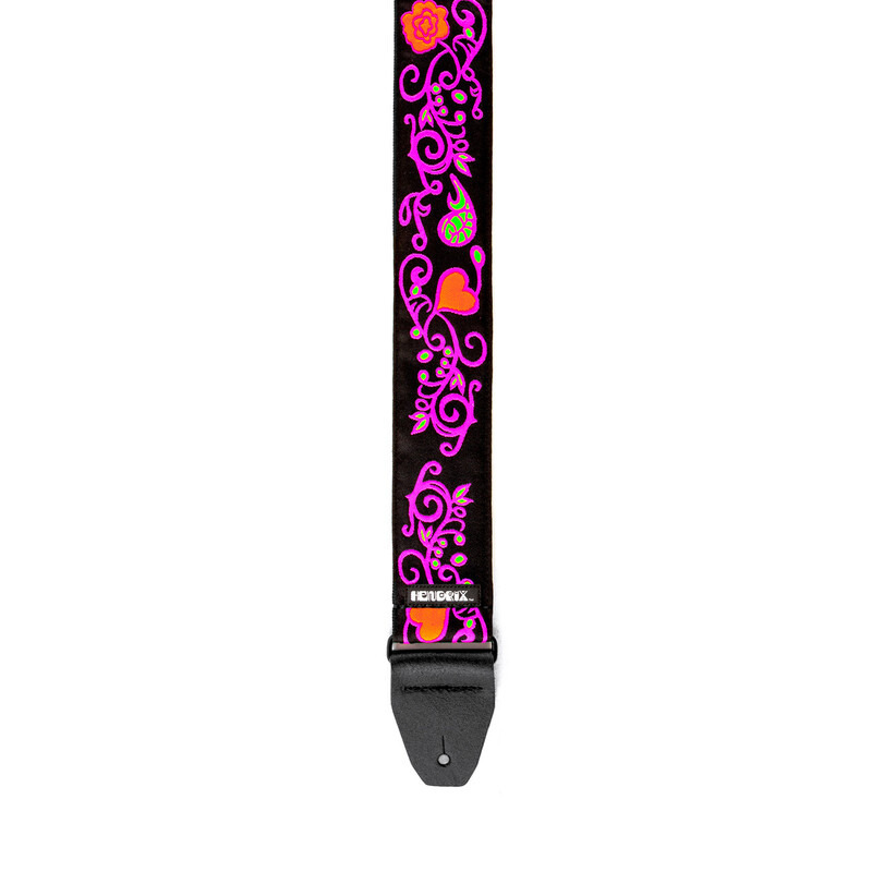 Ремінь для гітари DUNLOP JIMI HENDRIX BLACKLIGHT MONTEREY PINK STRAP