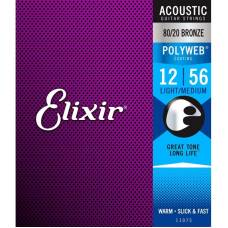Струны для акустической гитары Elixir 11075 Polyweb 80/20 Bronze Light Medium 12/56