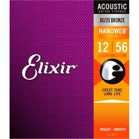 Струны для акустической гитары Elixir 11077 Nanoweb 80/20 Bronze Light Medium 12/56