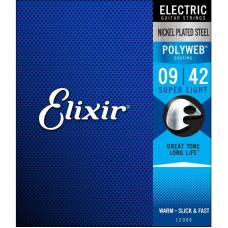 Струны для электрогитары Elixir 12000 Polyweb Nickel Plated Steel Super Light 9/42