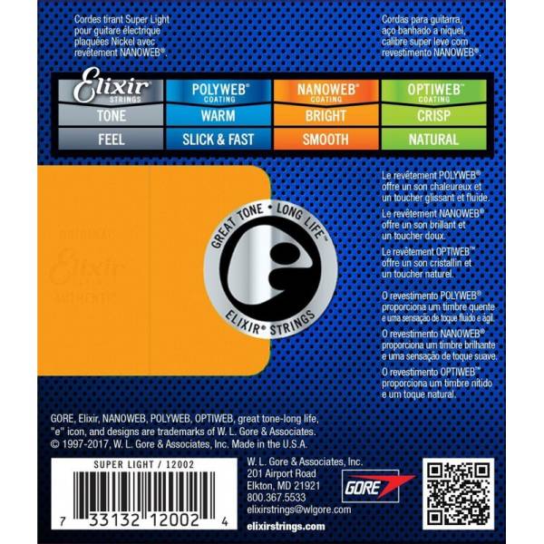 Струны для электрогитары Elixir 12002 Nanoweb Nickel Plated Steel Super Light 9/42