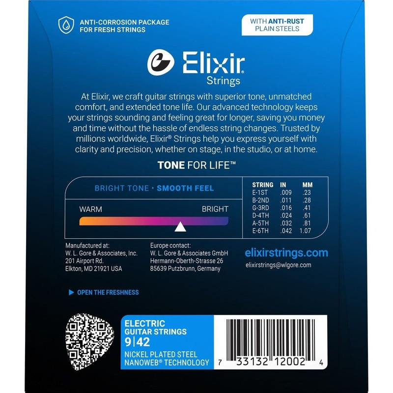 Струны для электрогитары Elixir 12002 Nanoweb Nickel Plated Steel Super Light 9/42
