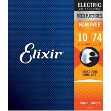 Струны для электрогитары Elixir 12062 Nanoweb Nickel Plated Steel 8-String Light 10/74