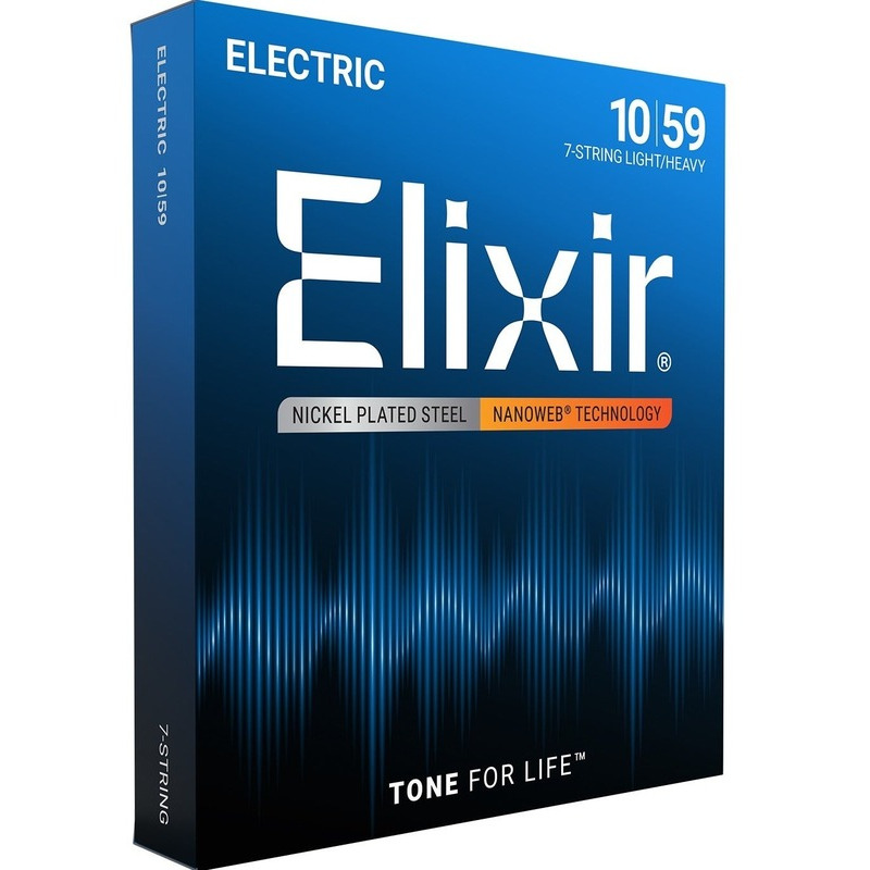 Струны для электрогитары Elixir 12074 Nanoweb Nickel Plated Steel 7-String Light/Heavy 10/59