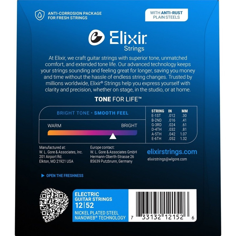 Струны для электрогитары Elixir 12152 Nanoweb Nickel Plated Steel Heavy 12/52