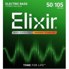 Струны для бас-гитары Elixir 14102 Nanoweb Coated Nickel Plated Steel Heavy 4-String 50/105