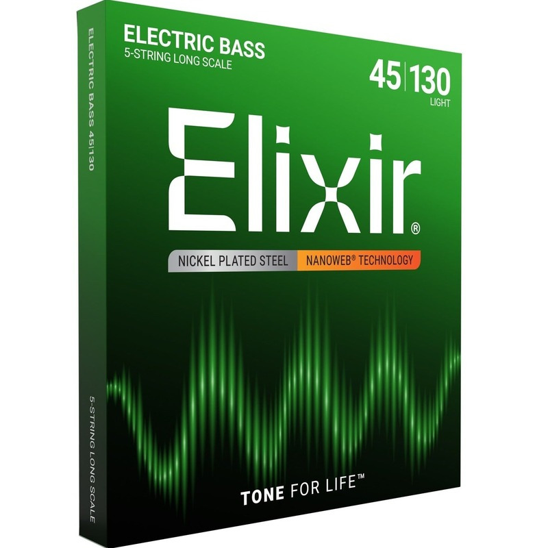 Струны для бас-гитары Elixir 14202 Nanoweb Coated Nickel Plated Steel Light 5-String 45/130