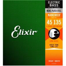 Струны для бас-гитары Elixir 14207 Nanoweb Coated Nickel Plated Steel Light/Medium 5-String 45/135
