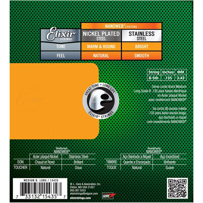 Струна Elixir 15435 Nanoweb Coated Nickel Plated Steel 5th 135 Medium B