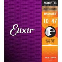Струны для акустической гитары Elixir 16002 Nanoweb Phosphor Bronze Extra Light 10/47