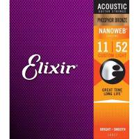 Струны для акустической гитары Elixir 16027 Nanoweb Phosphor Bronze Custom Light 11/52